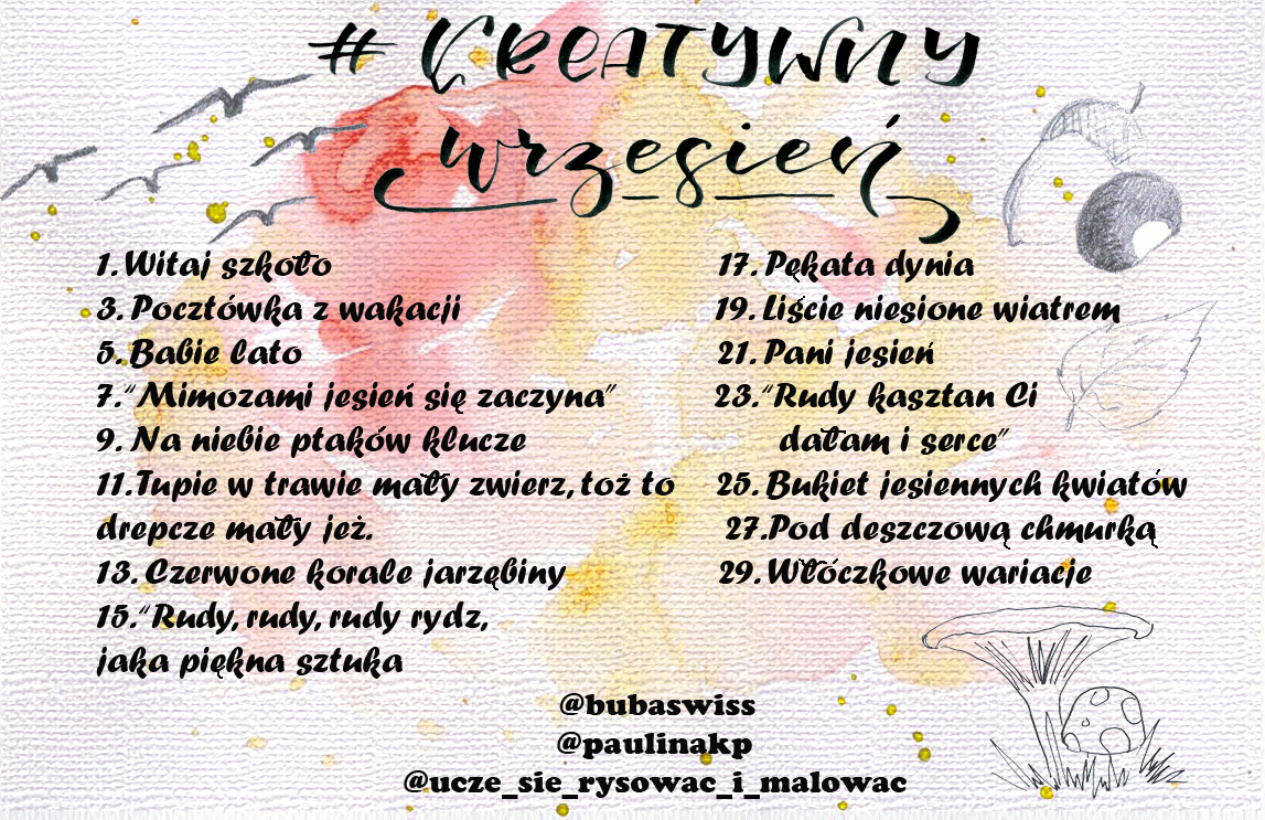 kreatywny wrzesien - Kreatywne wyzwania na instagramie #codzienniekreatywnie