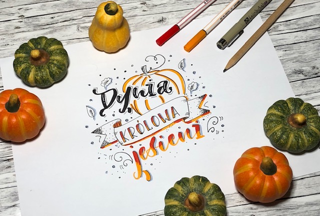 dynia hand lettering brushpen - Jesienny lettering -wyzwanie i konkurs