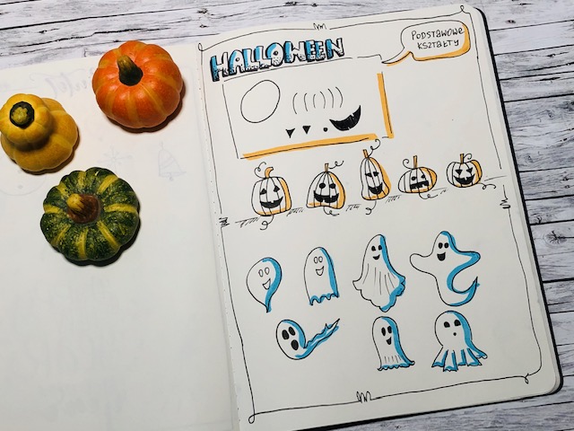 duchy jak narysowac - Halloween - szablony do jesiennego hand letteringu
